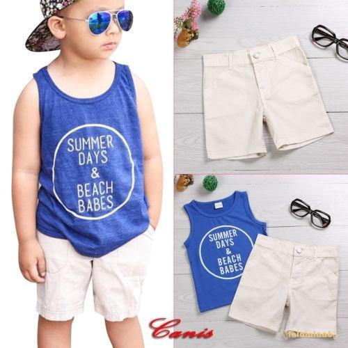 Set áo thun sát nách + quần short cho bé trai