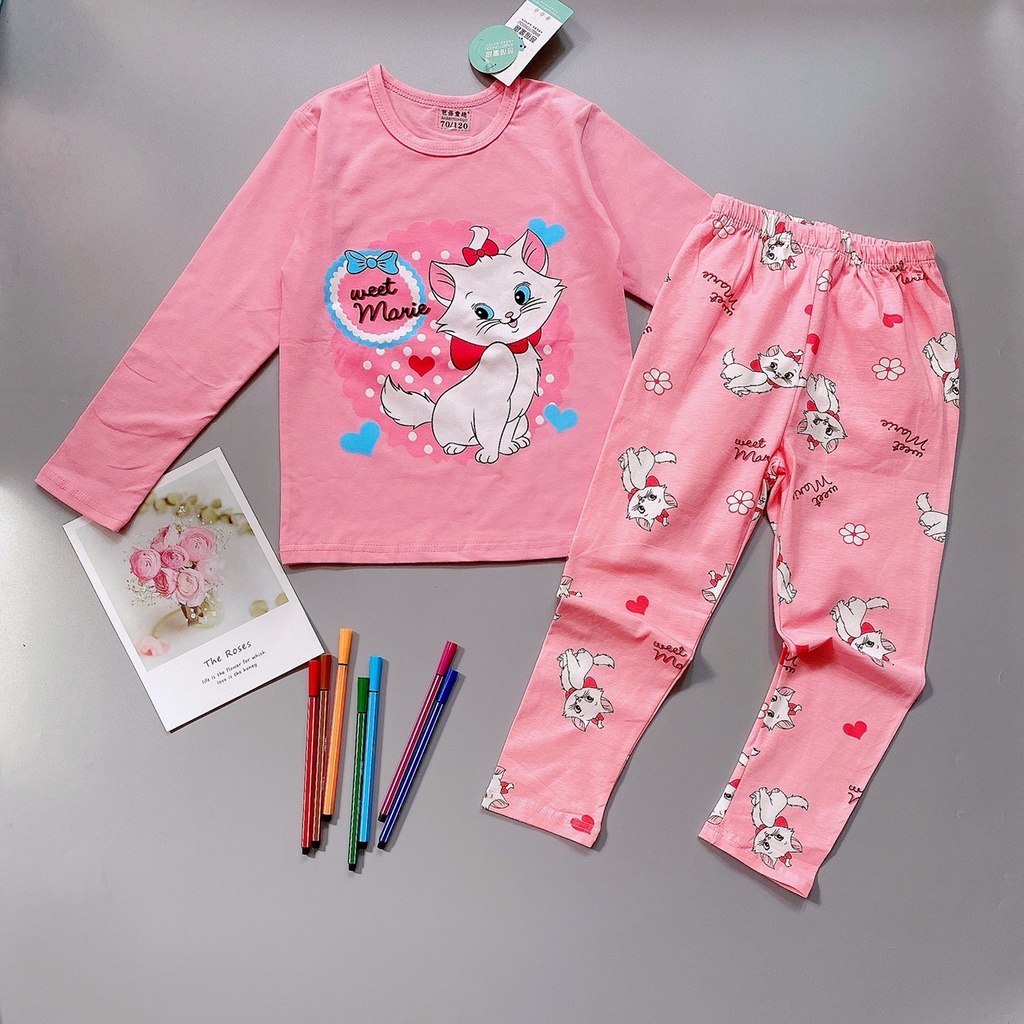 Bộ cotton tay dài nhập khẩu cao cấp bé gái