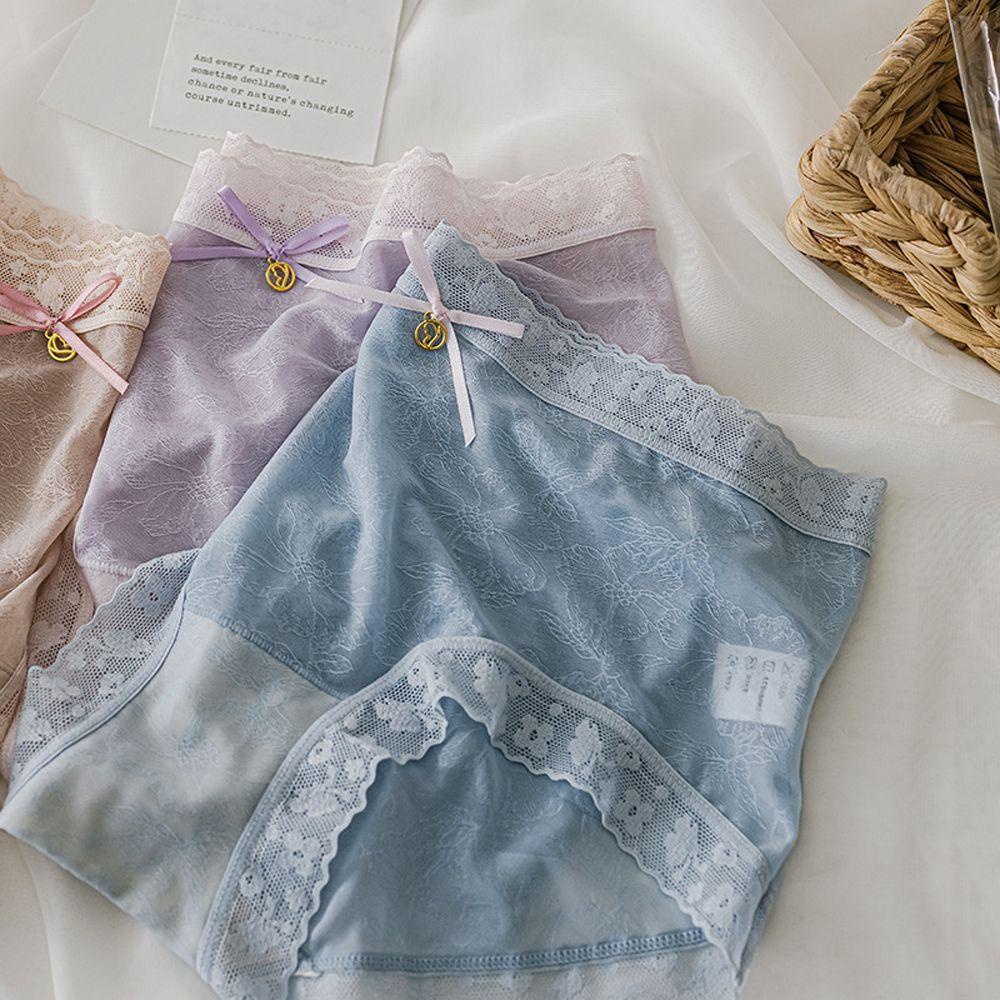 AROMA Quần Lót Ren Trong Suốt Lưng Vừa Đính Nơ Gợi Cảm Cho Nữ