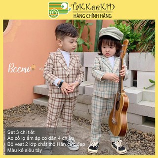 Bộ Vest Cho Bé 3 Chi Tiết Phong Cách Hàn Quốc Chất Liệu Cao Cấp Thời Trang Diện Tết cho Bé