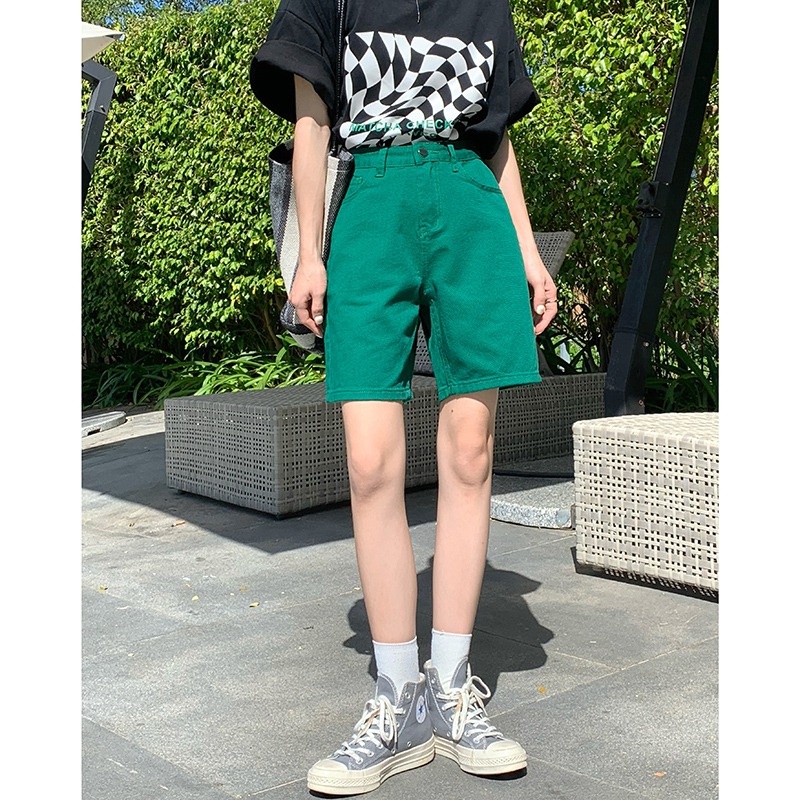 HIIXIIVI Quần Short denim Lưng Cao Dáng Ôm Phong Cách Hàn Quốc Thời Trang Mùa Hè Hàng Mới 2022