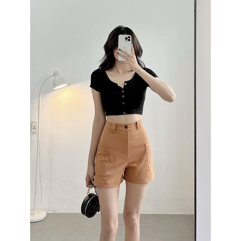 Quần short HHVINTAGE kiểu ống rộng, có túi