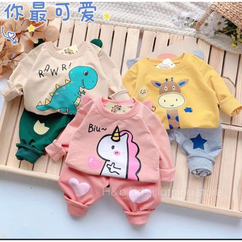 Bộ nỉ bé trai. bé gái. bộ thu đông. rập giấy.không phải quần áo