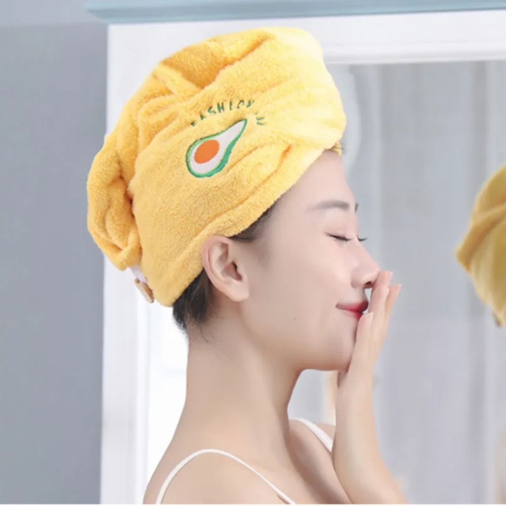 Mũ trùm đầu tắm bằng vải lông cừu san hô mềm mại nhanh khô thêu họa tiết hoạt hình dễ thương cho nữ