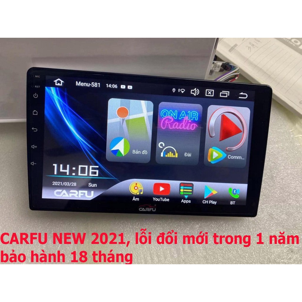 Màn Hình Android Carfu 9 inch Ram 3GB, chip 8 nhân 1.8ghz,Android 10.0, âm thanh DSP. Tặng bản đồ dẫn đường Vietmap