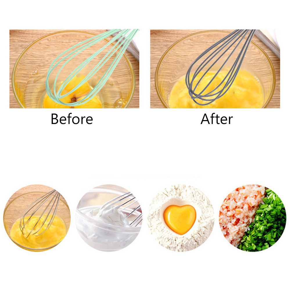 2pcs Stainless Steel Rotary Egg Beater Manual Eggbeater Cream Whisk Butter Blender Dough Mixer with Wooden Handle for Kitchen Home (Assorted Color)