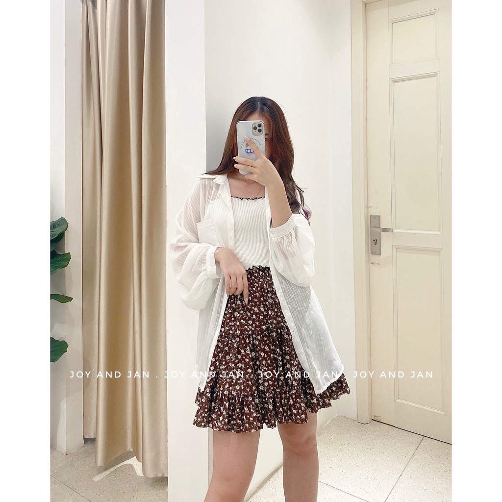 Chân váy ngắn hoa nhí dáng xòe, váy voan hoa có lót quần rất dễ thương V051 (ảnh thật kèm clip) | BigBuy360 - bigbuy360.vn