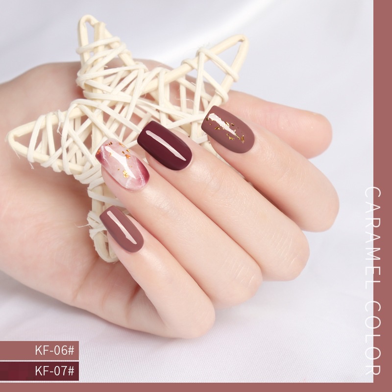 Sơn gel AS nail dùng máy hơ móng tay tone màu nâu tây nâu socola mã KF 15ml