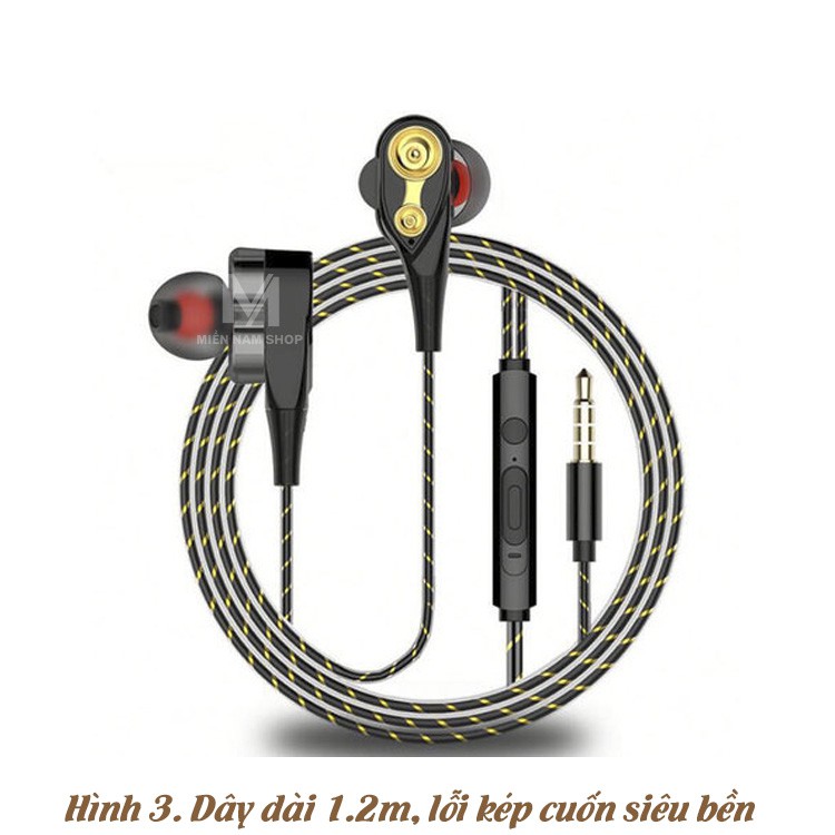 Tai nghe HiFi lõi kép siêu bass-Siêu chất-Có míc đàm thoại Nội địa trung