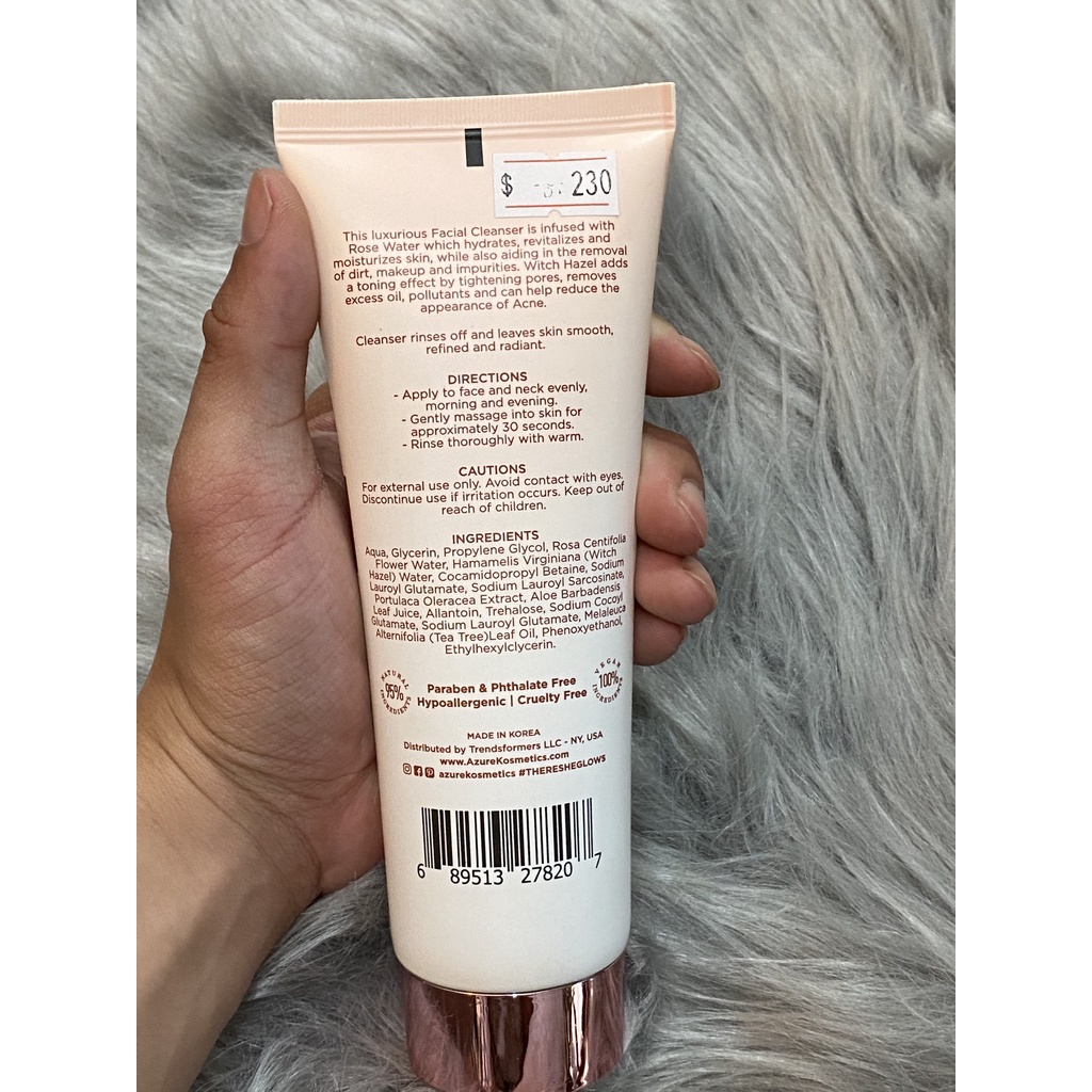[HÀNG MỸ]  Sữa Rửa Mặt AZURE Rose & Witch Hazel Purifying Facial Cleanser ( 5oz 150ml)