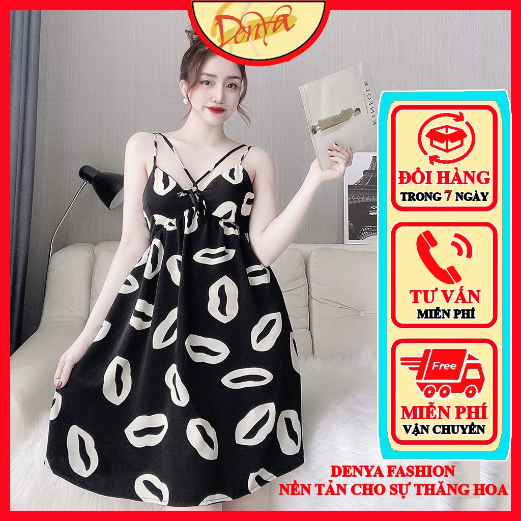 Váy lụa 2 dây chất mango thiết kế mút rời, kèm quần, dáng suông D18