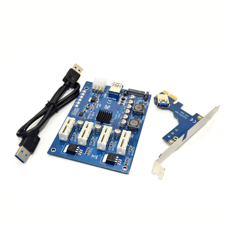 Card Mở Rộng Chuyển Đổi PCI-E X1 Sang 4Pcie X16 6 Pin USB Cho PCI express 2.0 11