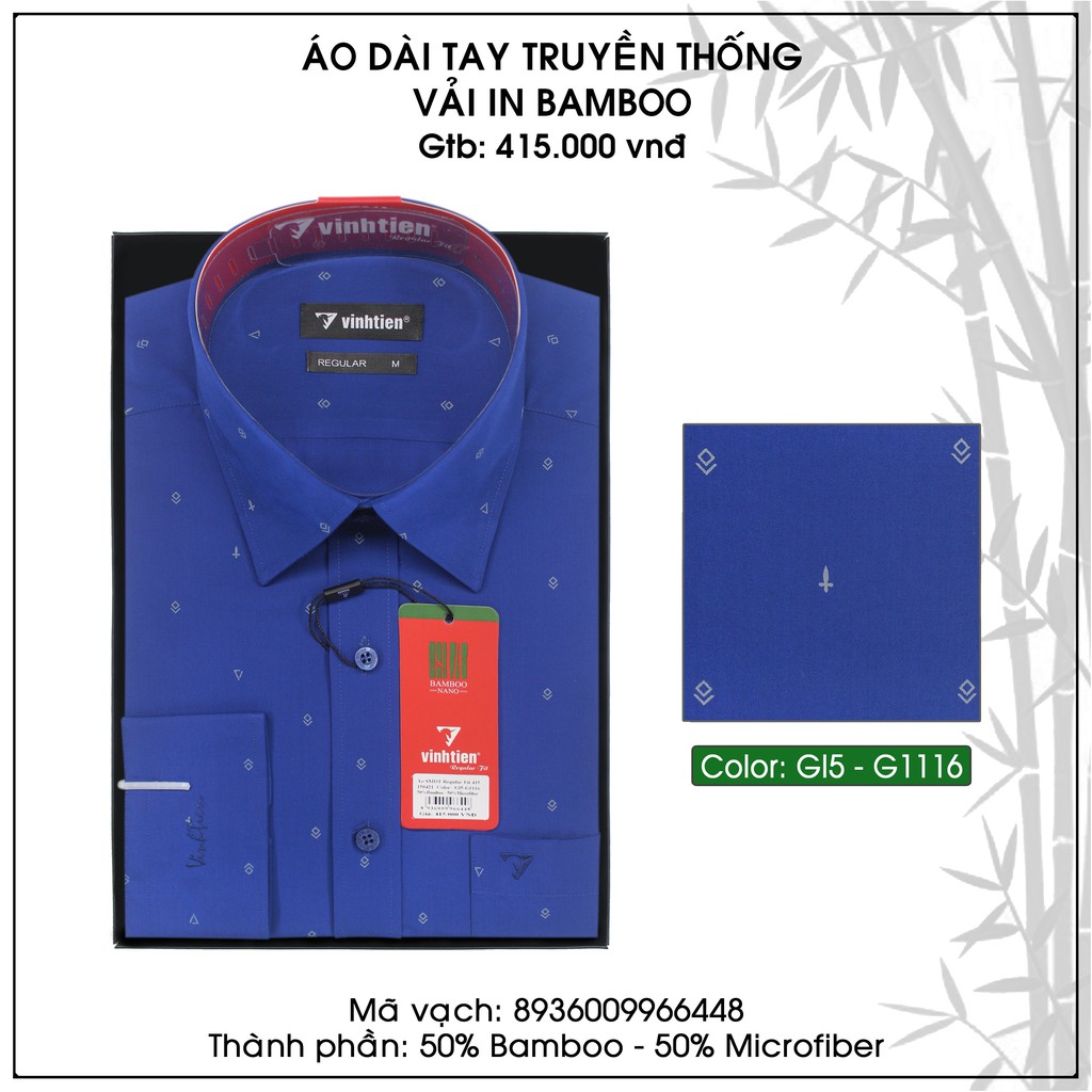 Áo Sơ Mi Họa Tiết Dài Tay Bamboo Classic 415 Vĩnh Tiến | BigBuy360 - bigbuy360.vn