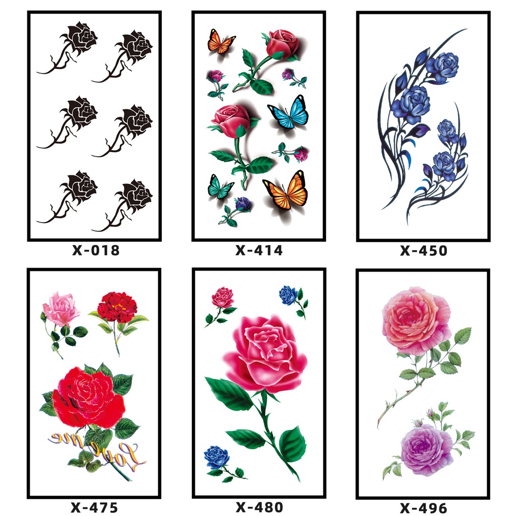 Hình Xăm Dán Mini Hoa Hồng (10x6cm)