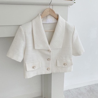 [Có sẵn] Sơmi blazer dáng ngắn croptop