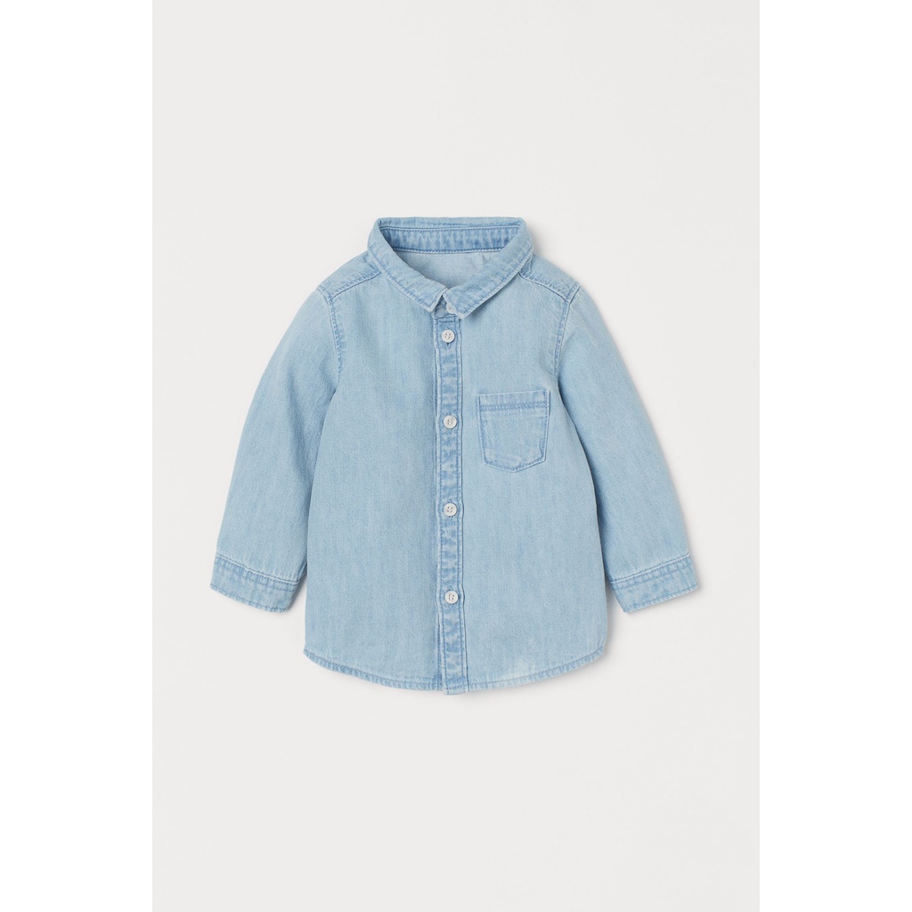 Áo Sơ mi H&M Denim Jean xanh nhạt cho bé trai
