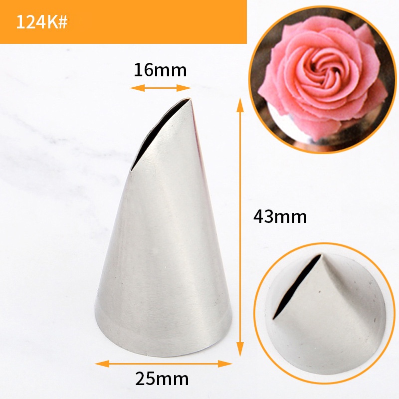 Đui bắt bông kem tạo hình hoa hồng 124K/# 125K/ # 126K bằng thép không gỉ
