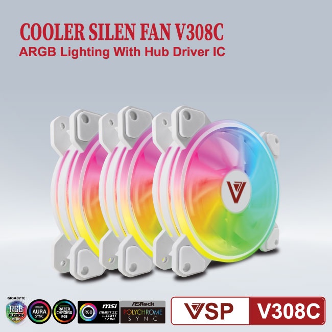 BỘ KIT 3 FAN CASE LED RGB, HUB VSP V400C - V309C - V308C - V209B - V208B - V304C - V207 - V206