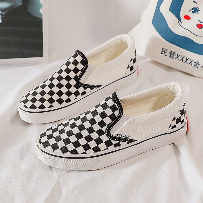 Giày 𝐕𝐀𝐍𝐒 Caro lười viền trắng, vans buộc giây ,giày thể thao nam nữ 2021 sezi 36_43 full box bill | BigBuy360 - bigbuy360.vn