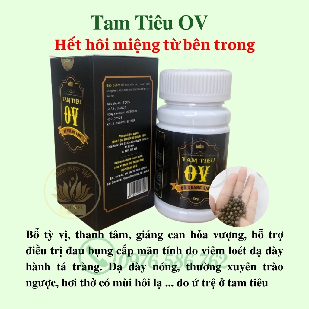 Viên Uống Thơm Miệng Tam Tiêu Ov, Hết Hôi Miệng Do Trào Ngược Dạ Dày Thực Quản - Hộp 500 viên