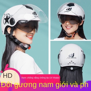 mũ bảo hiểm xe điện chống nắng, chống tia UV, thoáng khí mùa hè cho nữ dễ thương lưới màu đỏ bốn mùa mũ bảo hiểm xe hơi
