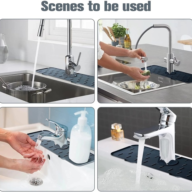 1 Tấm Đệm Silicone Gắn Vòi Nước Bồn Rửa Chống Văng Có Thể Giặt Sạch