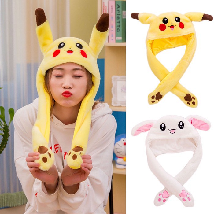 Mũ Tai Thỏ Giật Siêu Cute Nhiều Mẩu Hot Trend Chất Vải Nhung Dày Mịn (có đèn led)