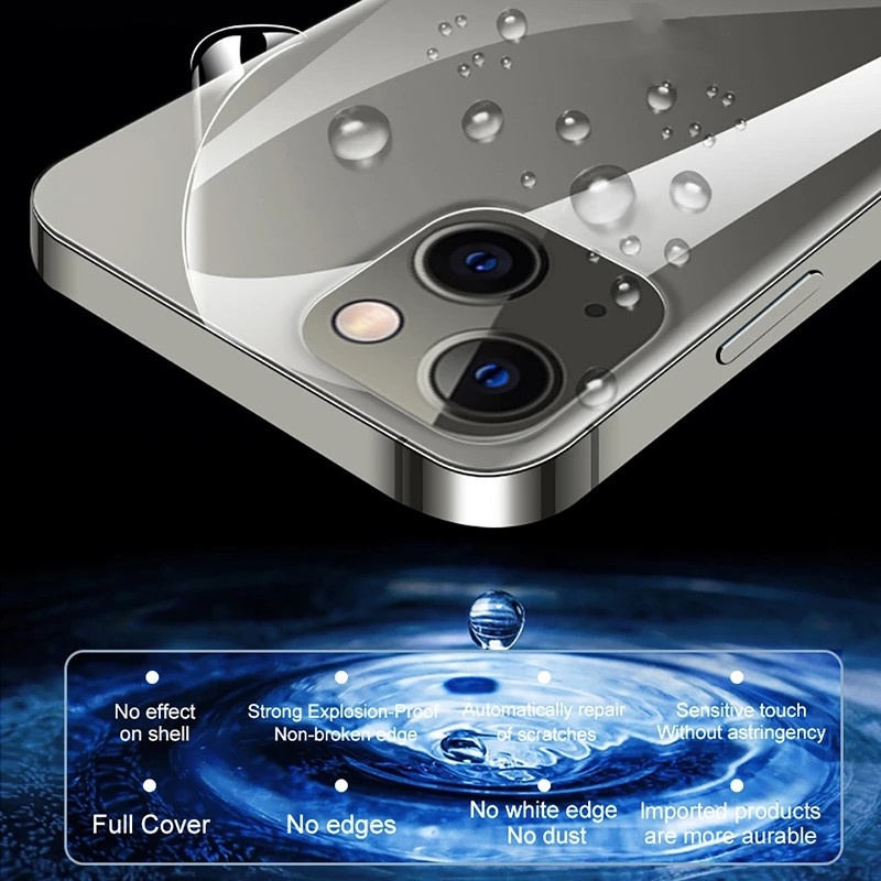 Miếng dán bảo vệ viền + màng hydrogel trong suốt siêu mỏng bảo vệ màn hình 2 trong 1 cho iPhone 12 Mini 13 14 15 Pro Max