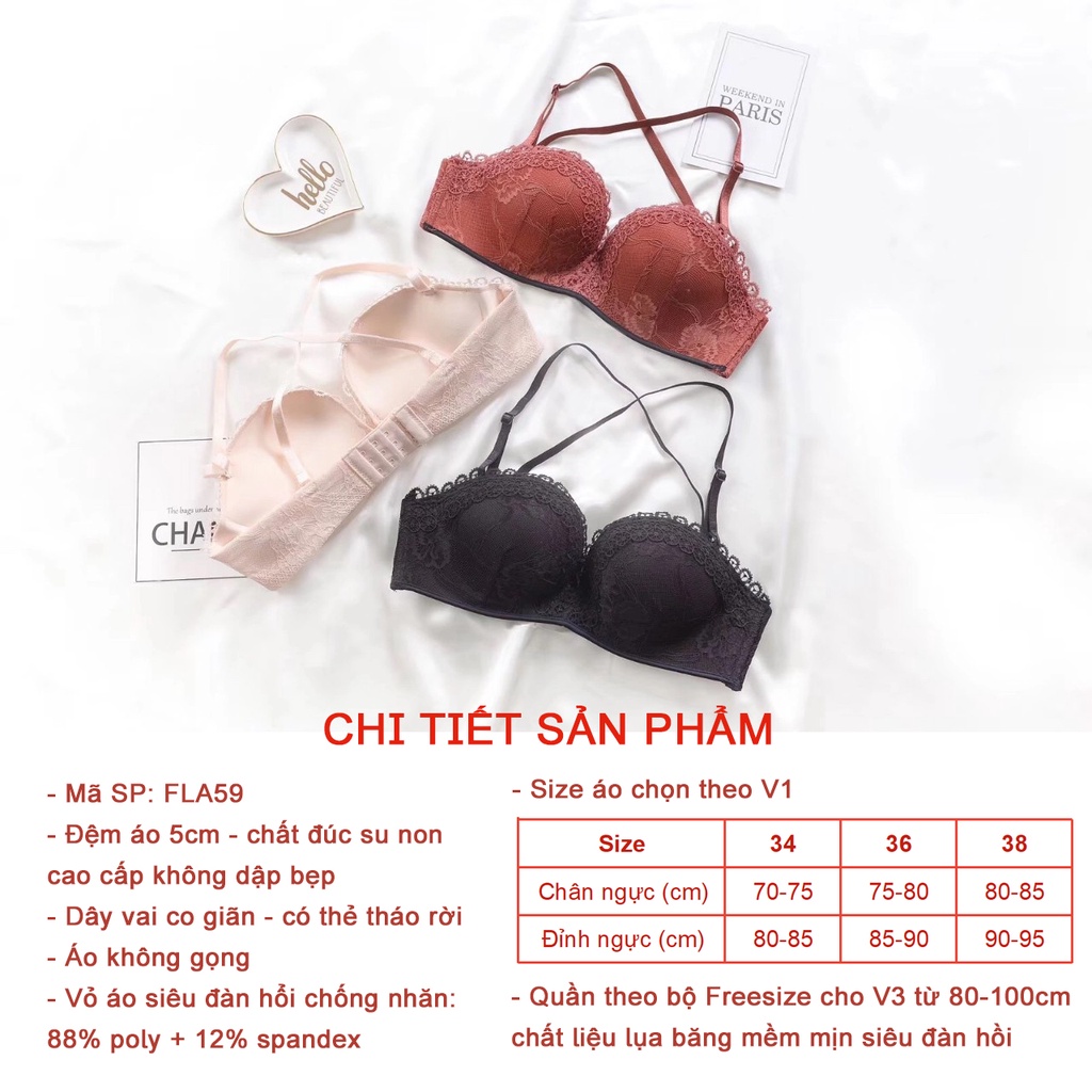 Bộ áo ngực quần lót nữ đệm đúc su non dày 5cm - Bộ đồ lót nữ cao cấp Havana FLA59