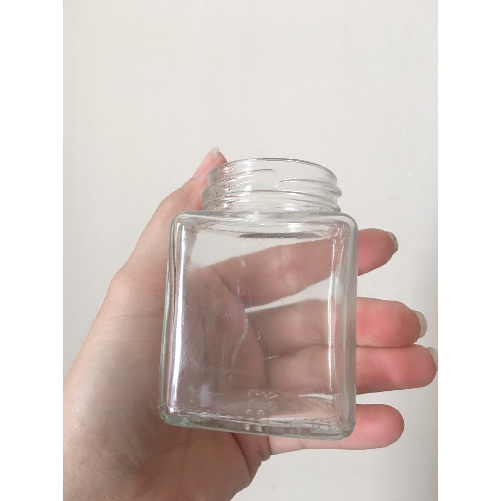 Hũ thủy tinh vuông nắp thiếc 200ml đựng mật ong thực phẩm gia vị - Shop Nhà Hũ