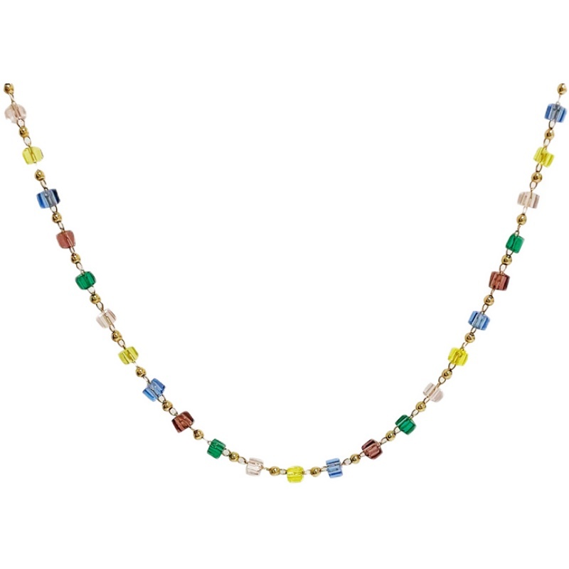 Vòng Cổ Đính Đá Pha Lê Nhiều Màu Sắc Phong Cách Thời Trang Đơn Giản