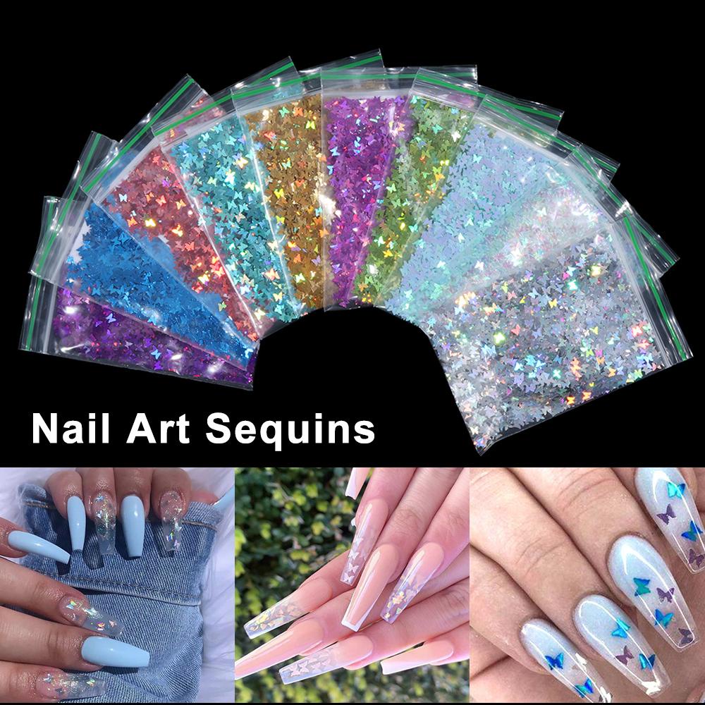 UPSTOPVN Hạt Kim Sa Hình Bướm 3D Lấp Lánh Đính Móng Nghệ Thuật