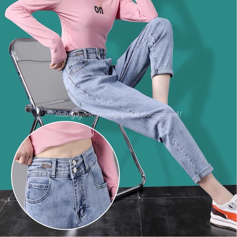 Quần jeans baggy 2 cúc lưng chun dễ mặc dễ phối đồ phong cách trẻ trung