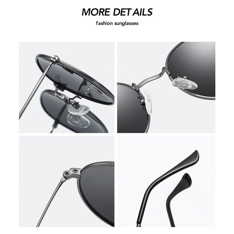 Kính mát phân cực ZELIN E3447 gọng tròn nhỏ thời trang phong cách Hàn Quốc cổ điển