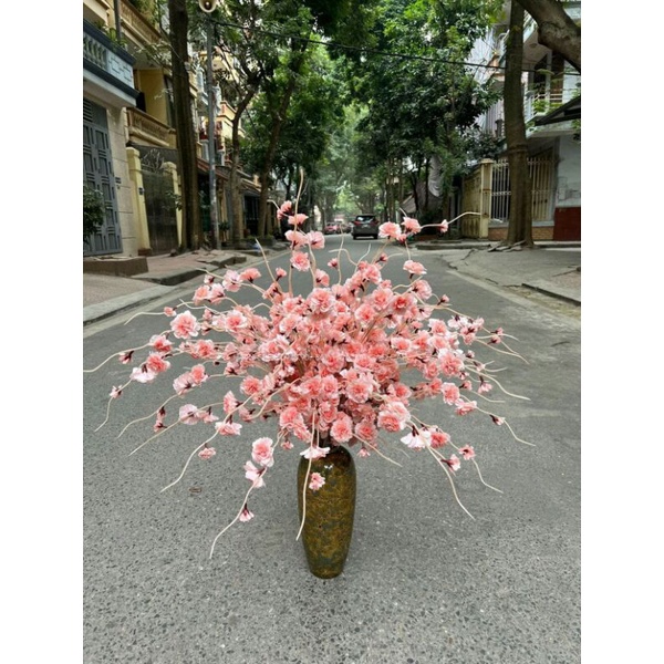 Cành đào râu cao cấp bông to đẹp, dài 1m trang trí lọ hoa, cổng cưới