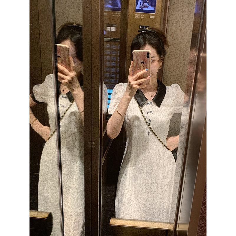 Đầm polo dáng dài ôm eo đính nơ xinh xắn cho nữ