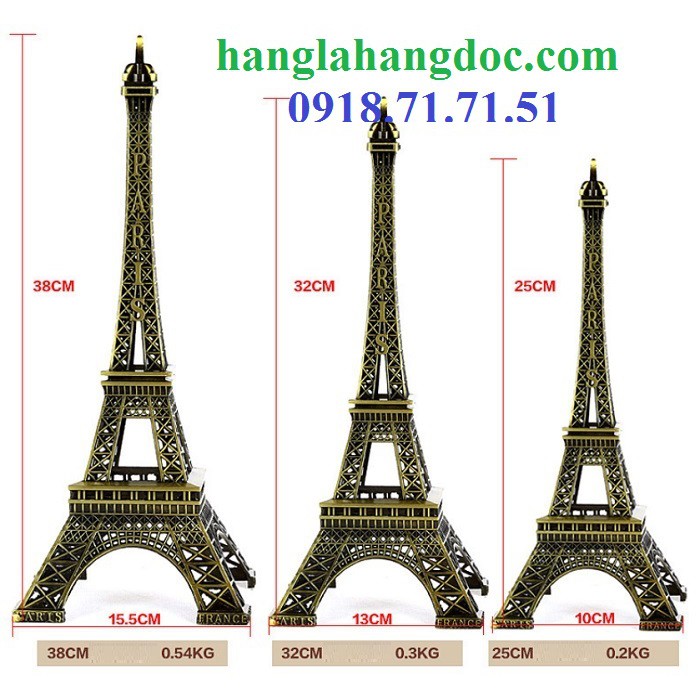 Mô hình tháp Eiffel bằng kim loại, cao 25cm, phù hợp trang trí không gian cổ điển &amp; hiện đại