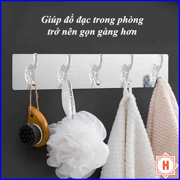 Thanh Treo Đồ Dán Tường 6 Móc Liền Mạch Trong Suốt Siêu Chắc Chắn { H }