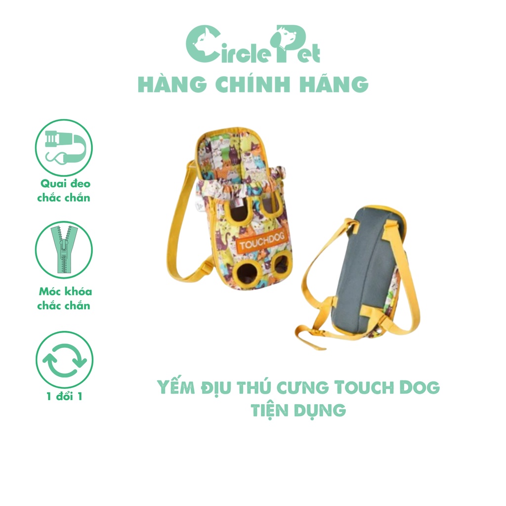 Yếm Địu Thú Cưng Touch Dog Có Quai Đeo Chắc Chắn 2 Màu Xanh Vàng Size S/M/L - Circle Pet