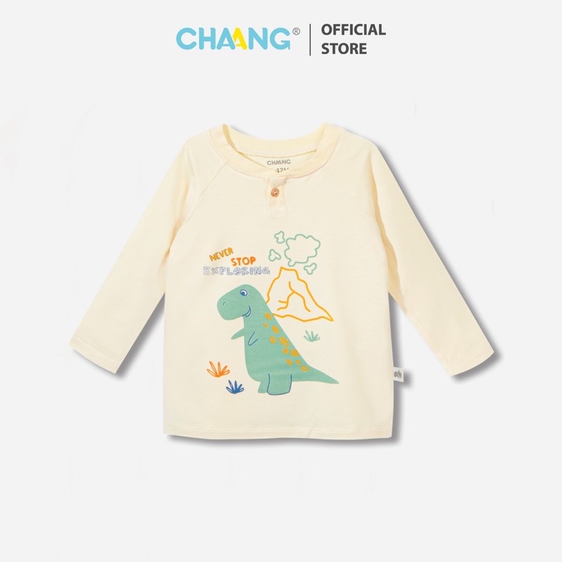 áo dài tay dino vàng cho bé từ 3-6m đến 12-18m