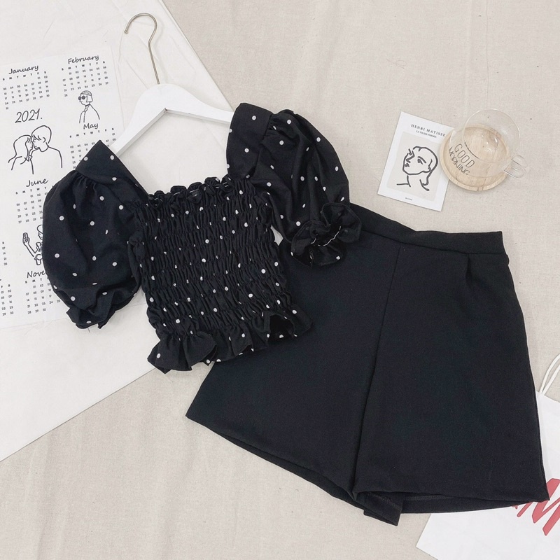 Set áo bi tay bồng kèm quần - Dory.Clothing [Freeship] - chất cực đẹp áo chun eo co giãn | BigBuy360 - bigbuy360.vn