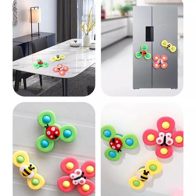 Set 3 Con Quay Spinner Vui Nhộn Cho Bé, Đồ Chơi Chong Chóng Dính Tường Spinner 2 3 4 Cánh