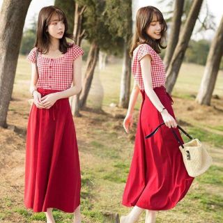 Set váy caro đỏ