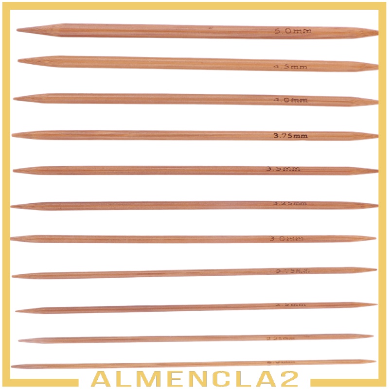 [ALMENCLA2] 55pcs Double Pointed Carbonized Bamboo Knitting Needles Sweater Knit Tools