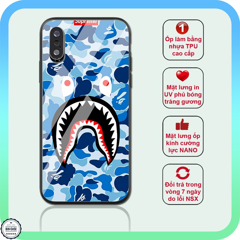 Ốp lưng sành điệu cá mập Blue Bape camo màu xanh - iphone 6s/6/7/8 plus/x/xr/xs max/11/11 pro max/12/12 promax BRAND0003