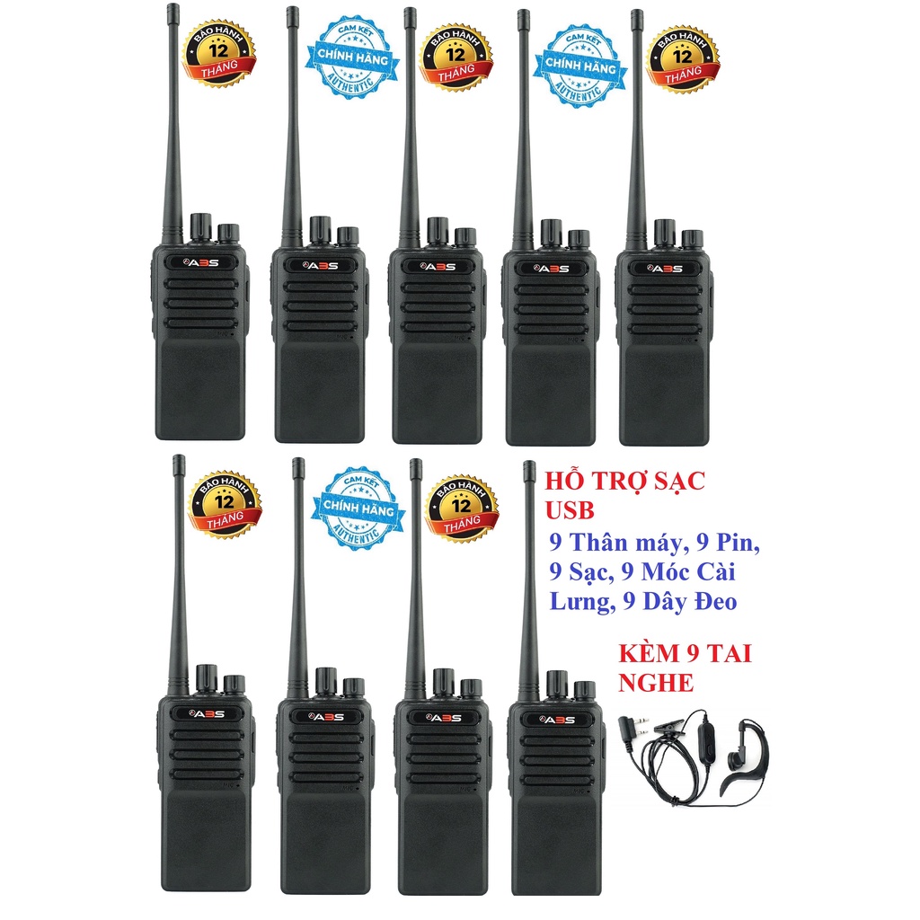 Bộ 9 Bộ đàm chất lượng cao ABS CP6688 (Hỗ Trợ Sạc USB, Mỗi 1 Máy Đề có Sạc Đế Kèm Theo, Siêu Rẻ, Bền Bỉ)
