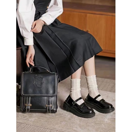 Giày Mary Jane Đế Xốp Dày Màu Đen Phong Cách Nhật Bản Dành Cho Nữ