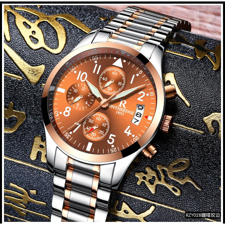 [THANH LÝ] Đồng hồ nam dây thép chính hãng Ontheedge hoạt động 6 kim