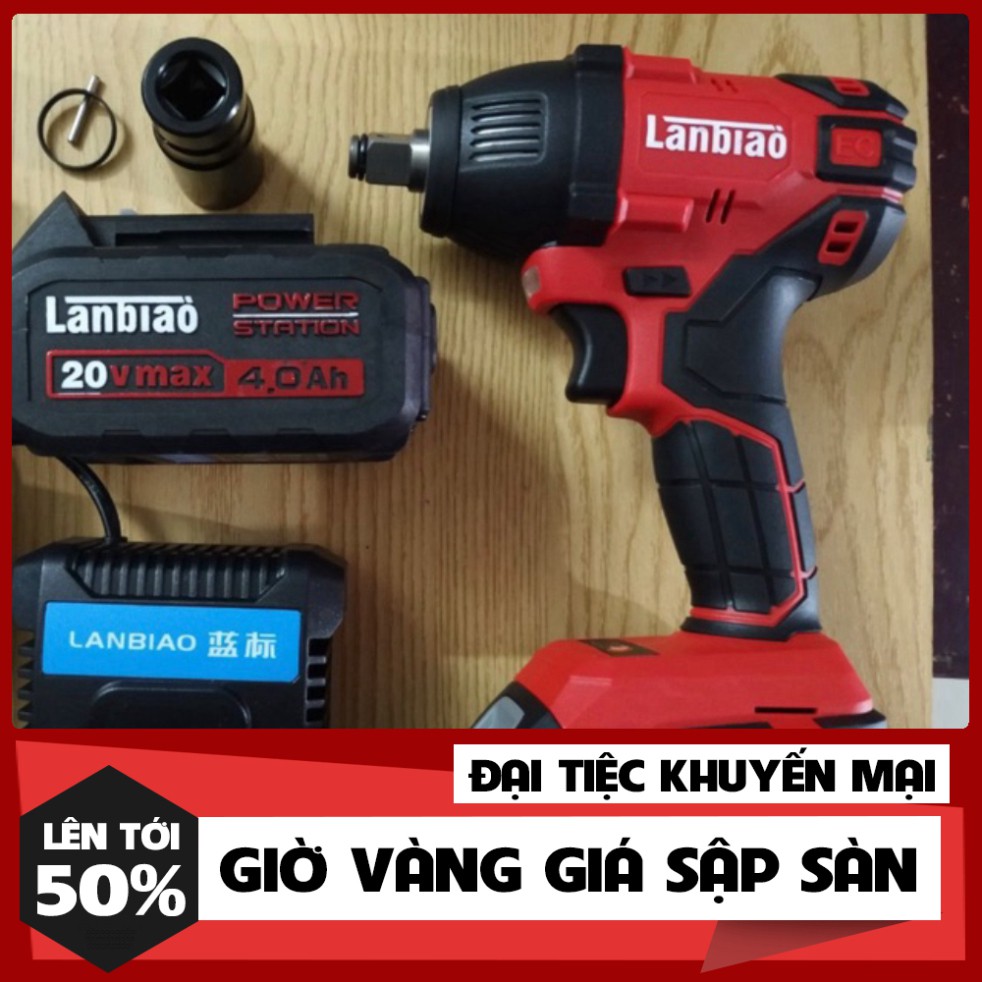 . Máy bulong pin LANBIAO không chổi than 20v , siết bu lông , xiết , 2 pin súng bắn ốc