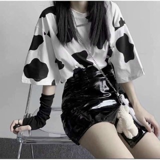 Áo thun bò sữa form rộng tay lỡ, áo thun cotton rộng nam nữ